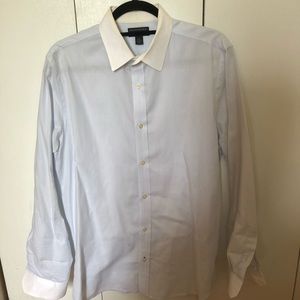 Banana Republic Slim Fit White Collar Blue Shirt